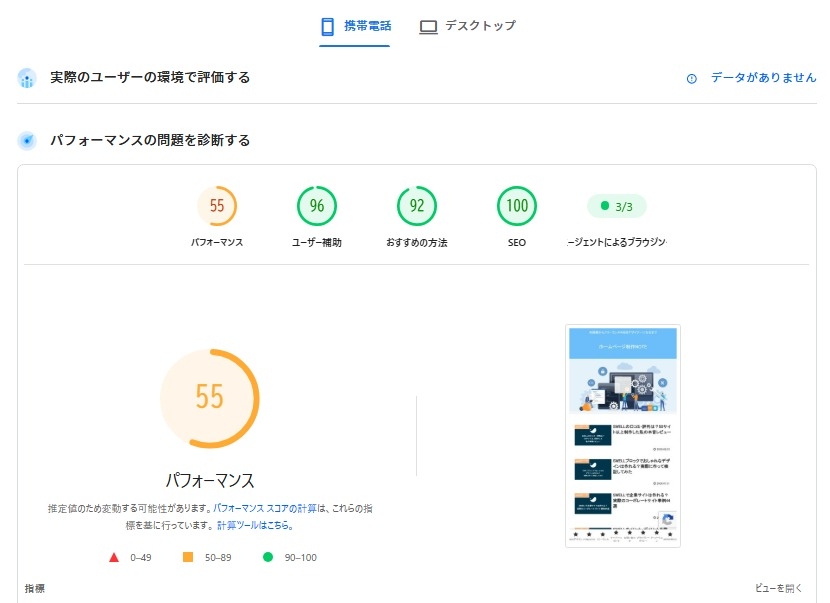 cocoon-sp-PageSpeed Insights数値